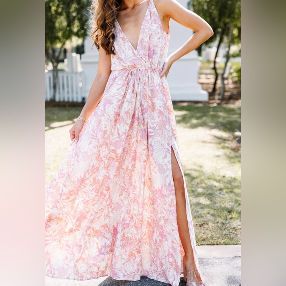 Aakaa light pink floral Maxi dress